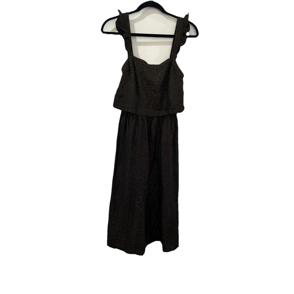Sezane Womans Size 4 Black Midi Dress  Strap Sleeveless Lining Cotton